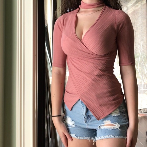 Fashion Nova Tops - Fashionnova dusty rose wrap choker top